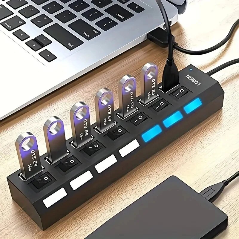 Usb Hub 7 Port - Espansore adattatore USB HUB 2.0 ad