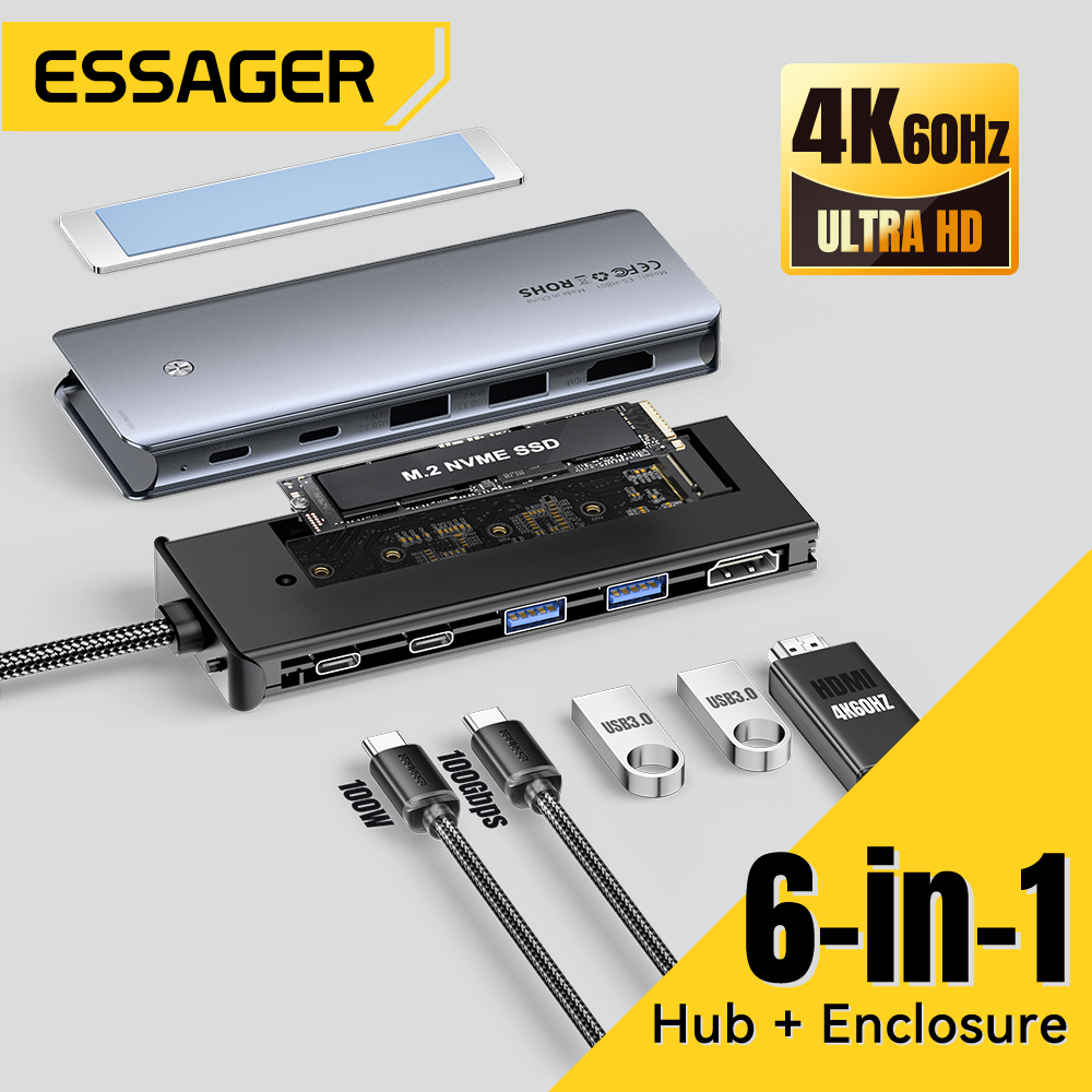 Usb Hub 7 Port - Hub USB C Essager con custodia