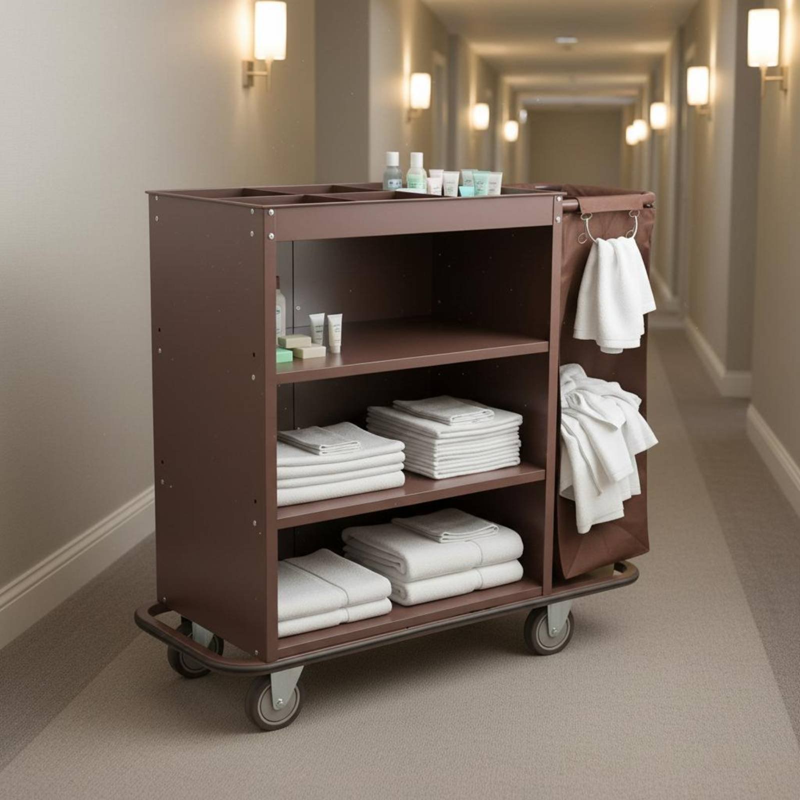 Tech Room Accessories - Carrello per Biancheria da Hotel Multifunzionale,