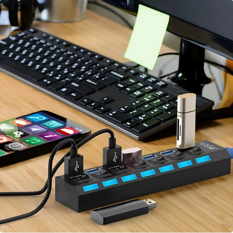 Hub USB 2.0 a 7 porte con LED, - Usb Hub 7 Port recensione e prezzo