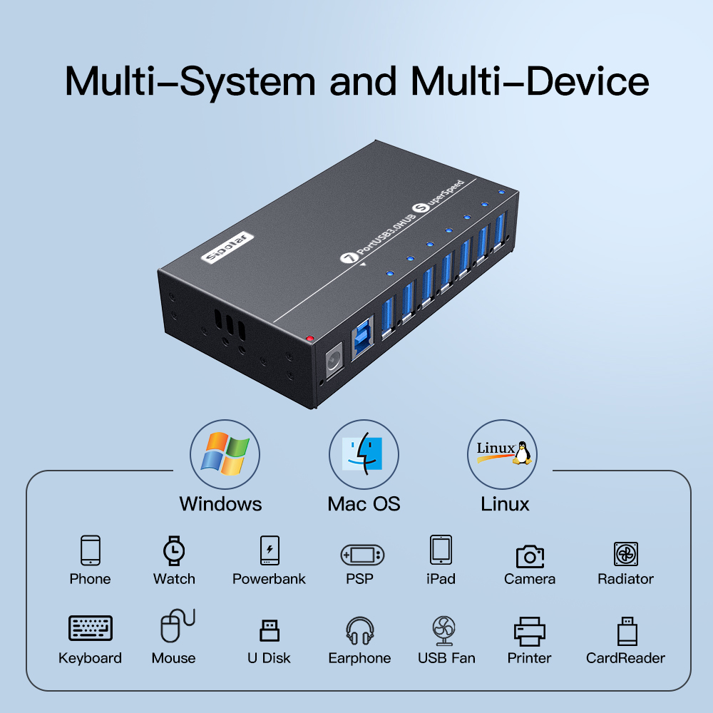 Hub USB 3.0 Industriale A-173  - Usb Hub 7 Port recensione e prezzo