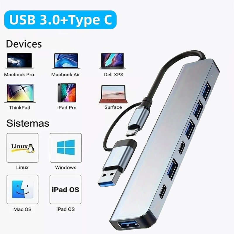 Hub USB 3.0 2 in 1 a 7 porte,  - Usb Hub 7 Port recensione e prezzo